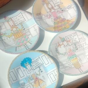 Lot Of For 8-in Plastic Whimsical Girlfriend Plates - Party, Brunch,